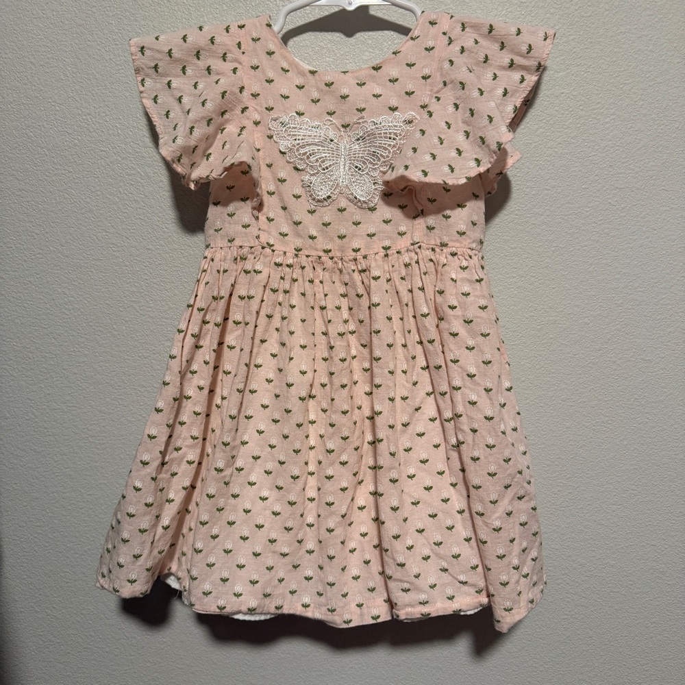 Pippa & Julie Pink Flutter Sleeve Dress
